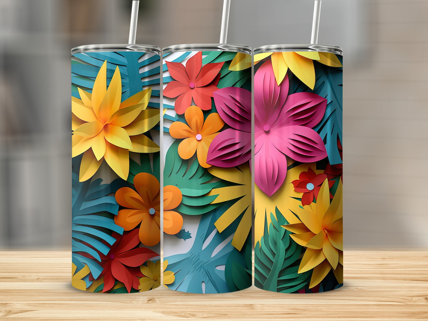 Colorful Floral Design Insulated Tumbler