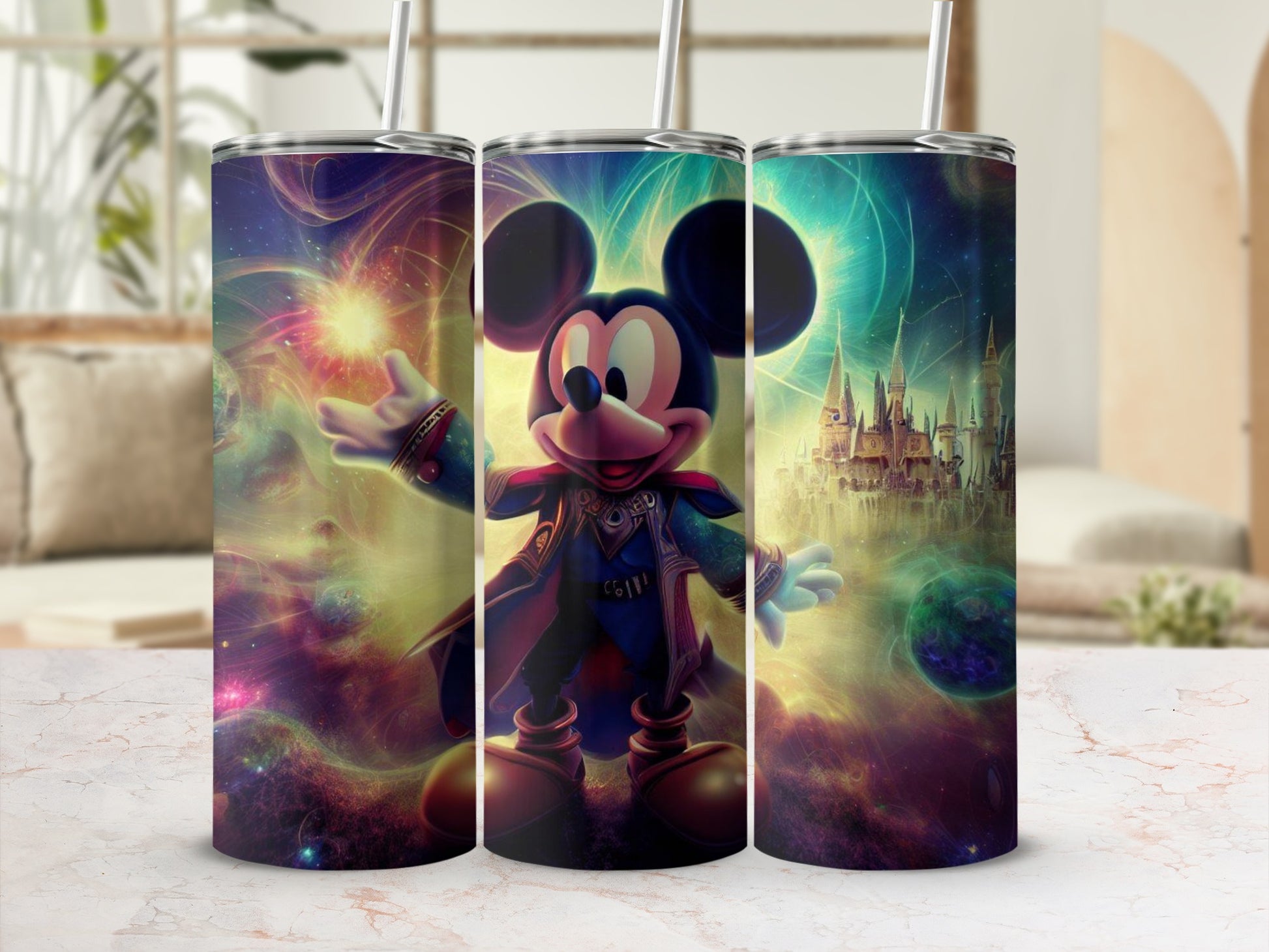 Magical Mickey Mouse Tumbler with Fantasy Background