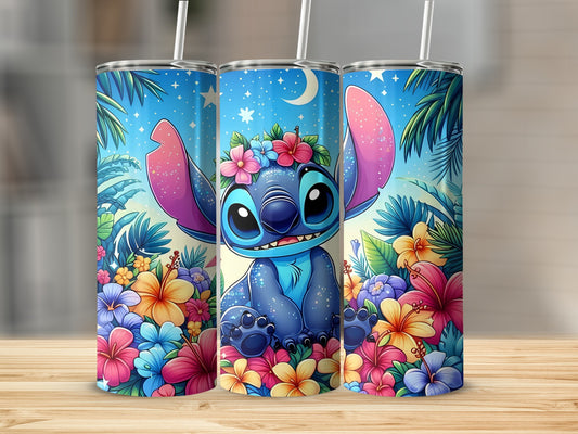 Cute Blue Character with Flower Crown Tumbler Product