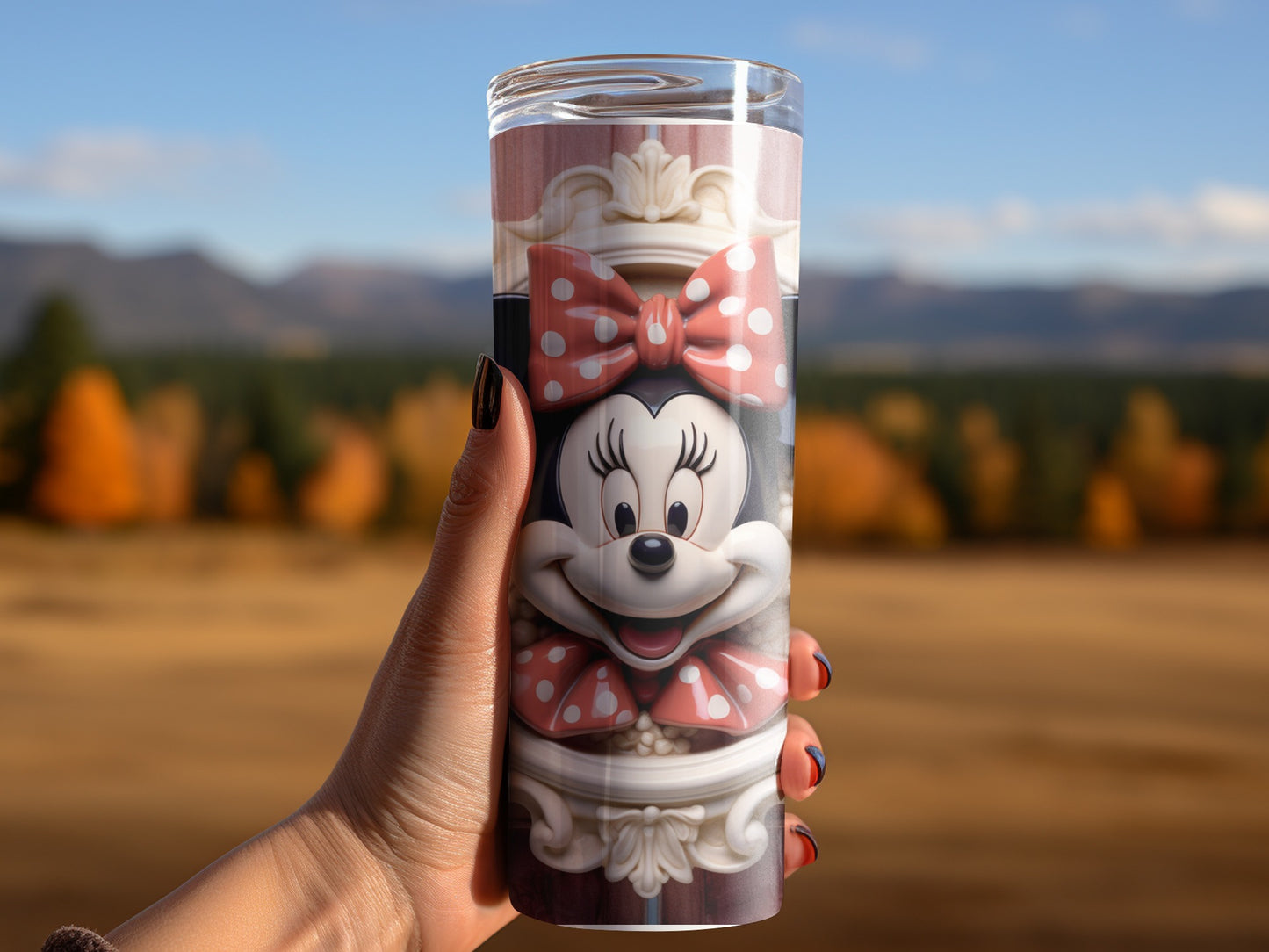 Cute Minnie Mouse Tumbler with Polka Dot Bow Design