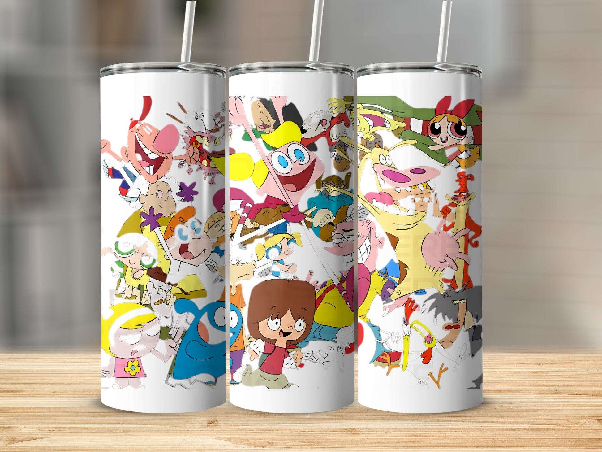 Vibrant Cartoon Characters Insulated Travel Mug