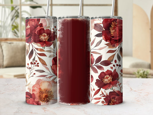 Beautiful Red Floral Travel Tumbler for Stylish Drinks