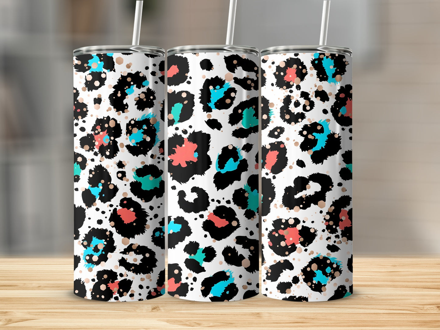 Colorful Leopard Print Tumbler Tall Skinny Design