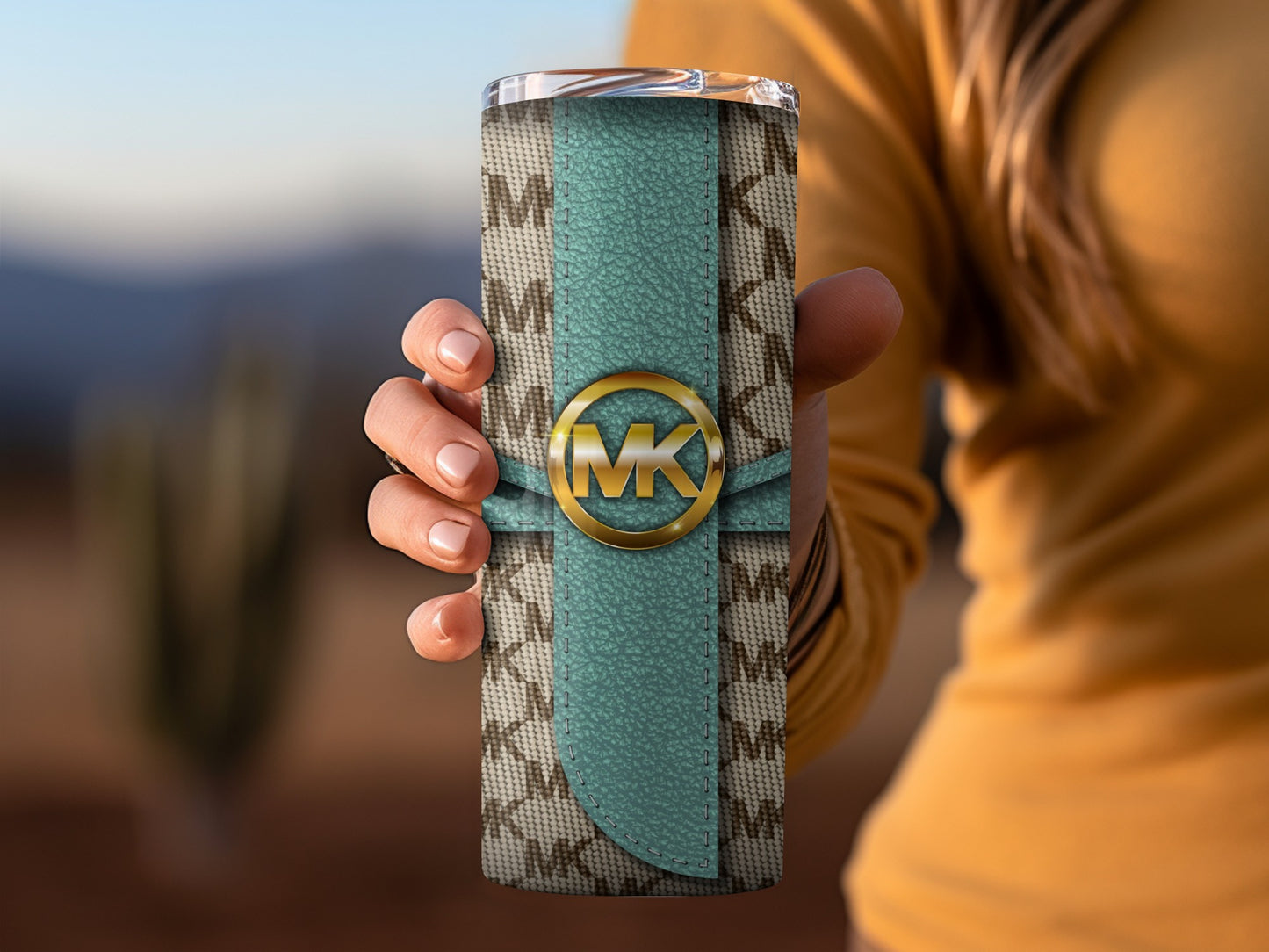 Stylish Designer-Inspired Blue and Beige Tumbler