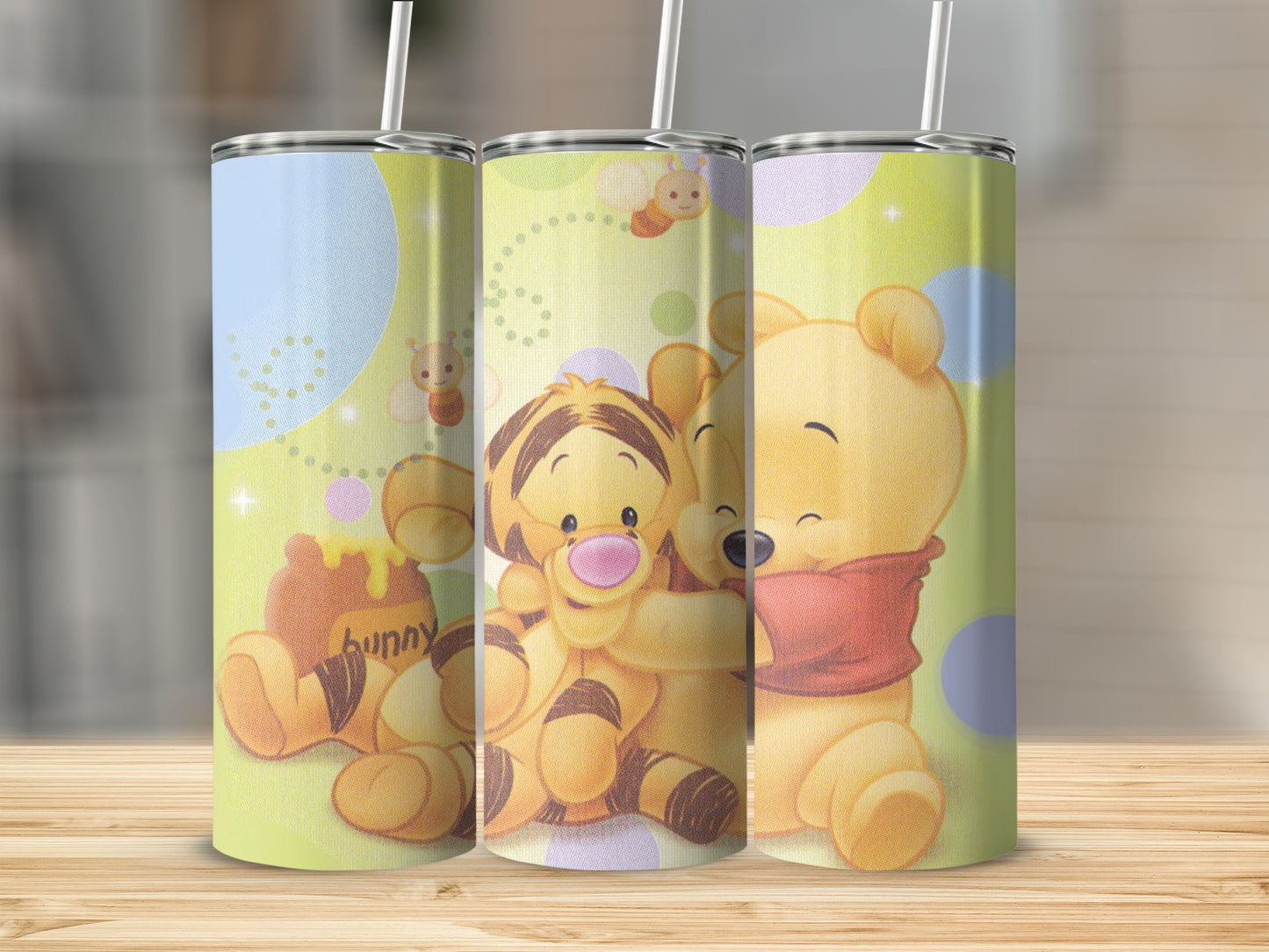 Cute Cartoon Bear and Tiger Printed Tumbler