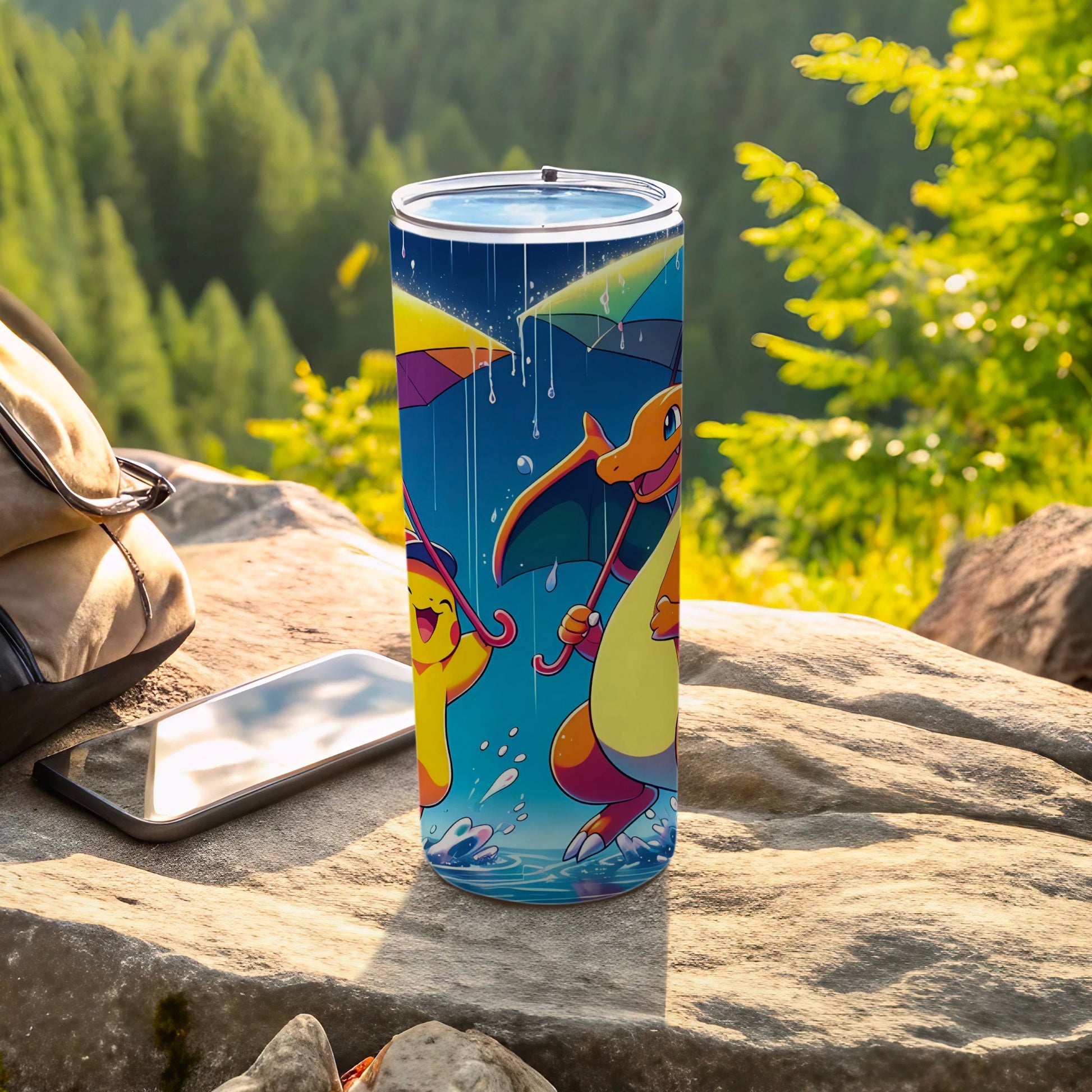Cute Character Umbrella Art Tumbler for Outdoor Use