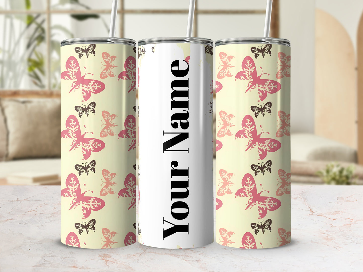 Personalized Butterfly Design Stainless Steel Tumbler