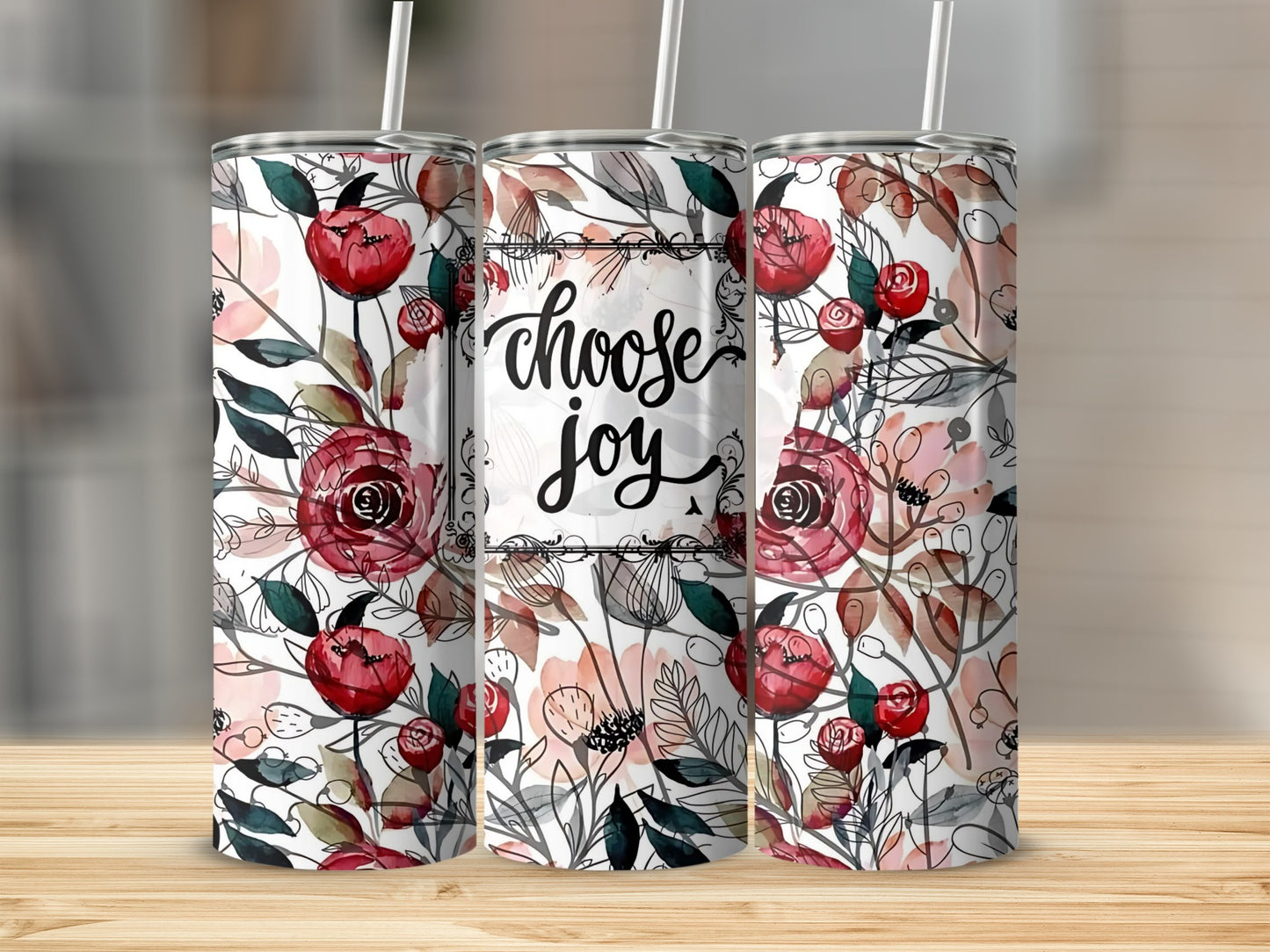 Floral Pattern with Choose Joy Design Tumbler product