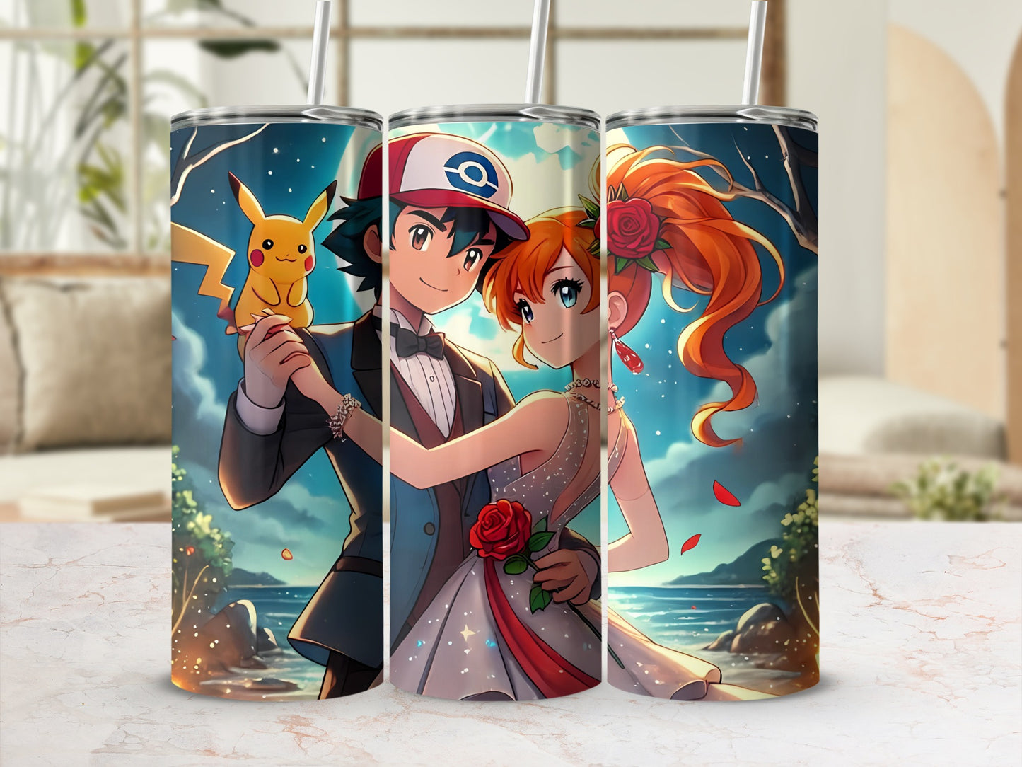 Anime Themed Couple Design on Tumbler Flask