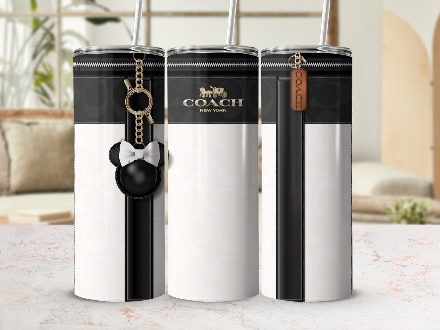 Stylish Coach New York Tumbler with Keychain Accessory
