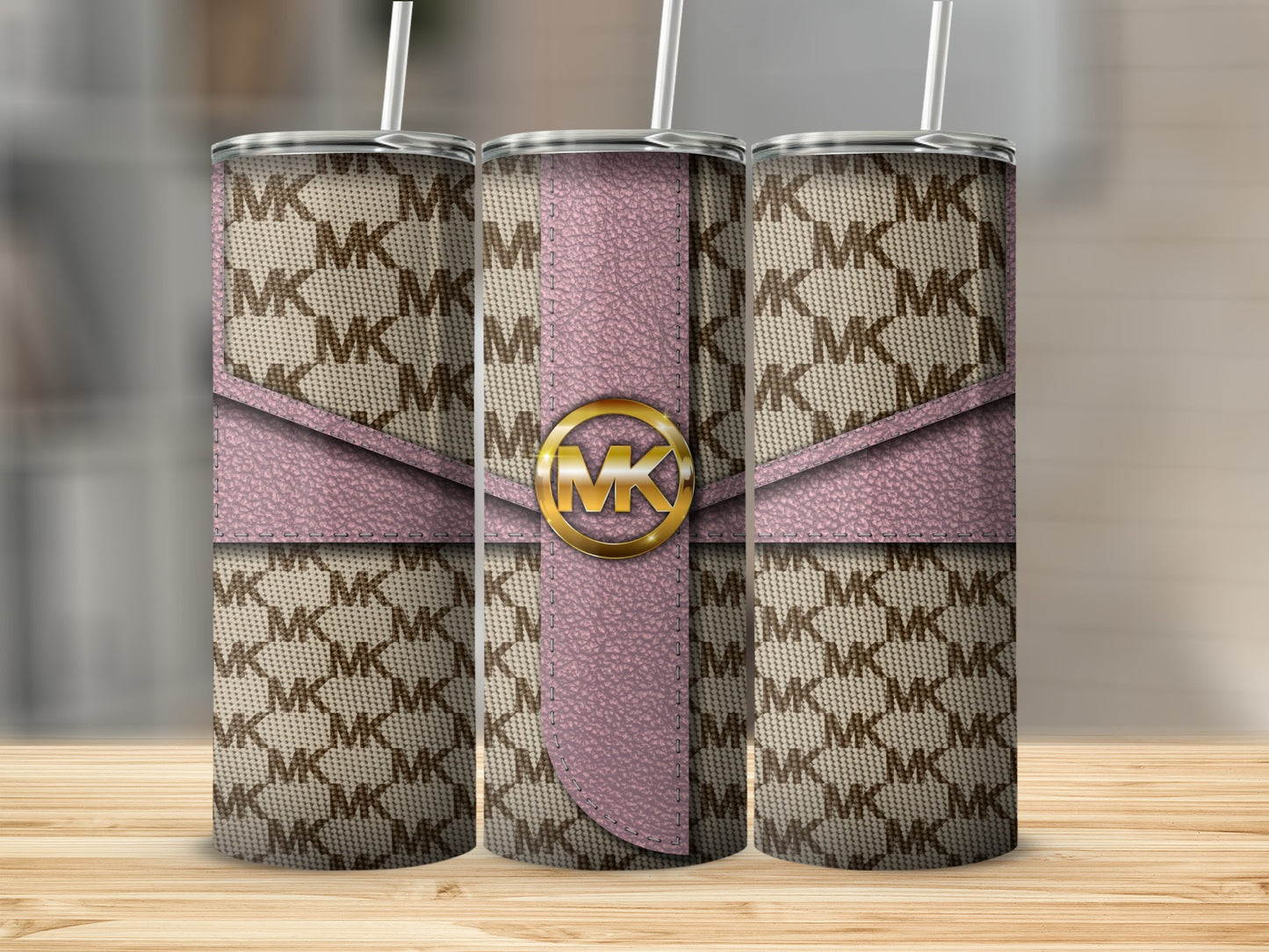 Stylish Designer MK Monogram Pattern Tumbler