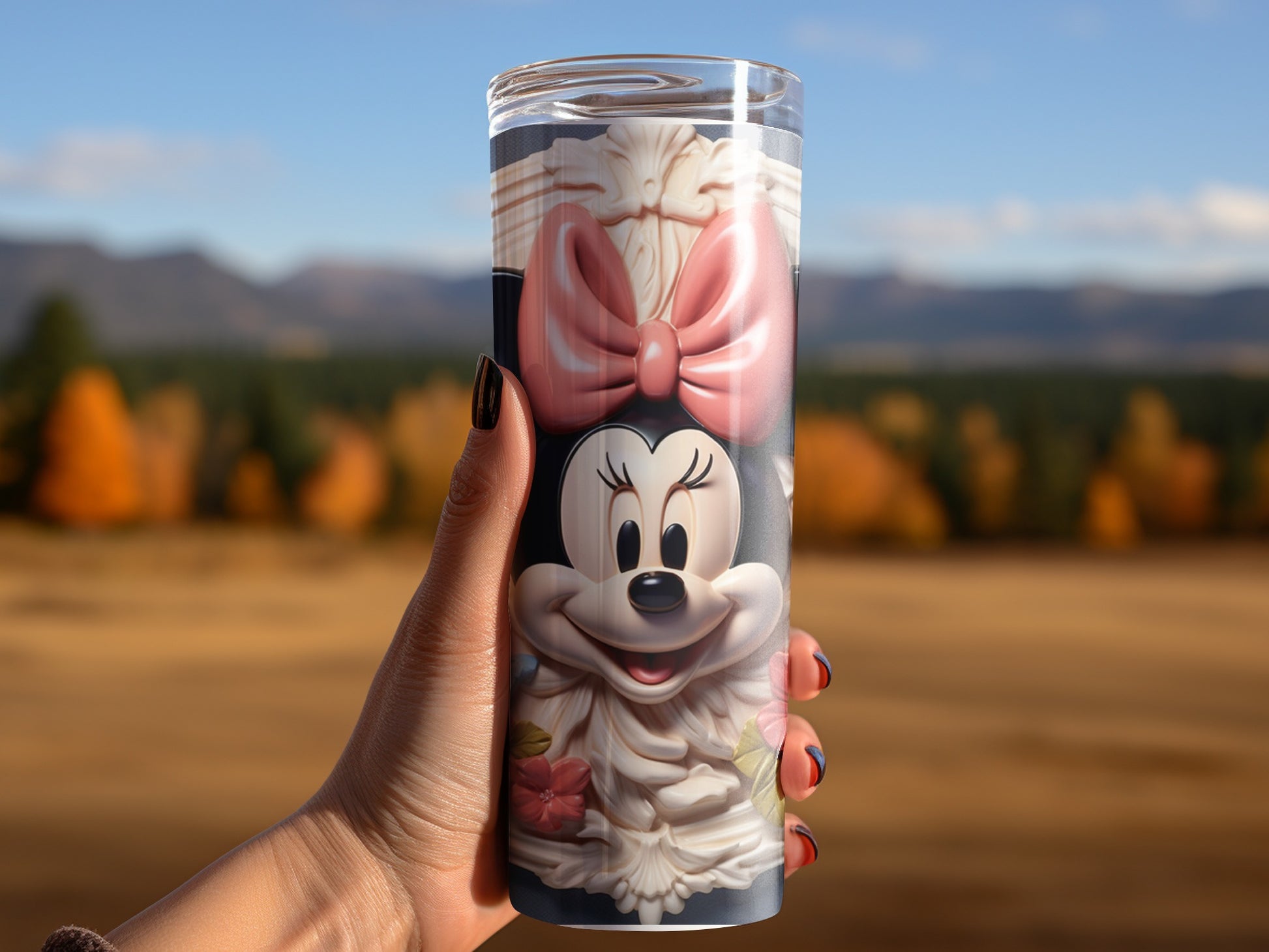 Minnie Mouse Tumbler with Large Pink Bow and Smile