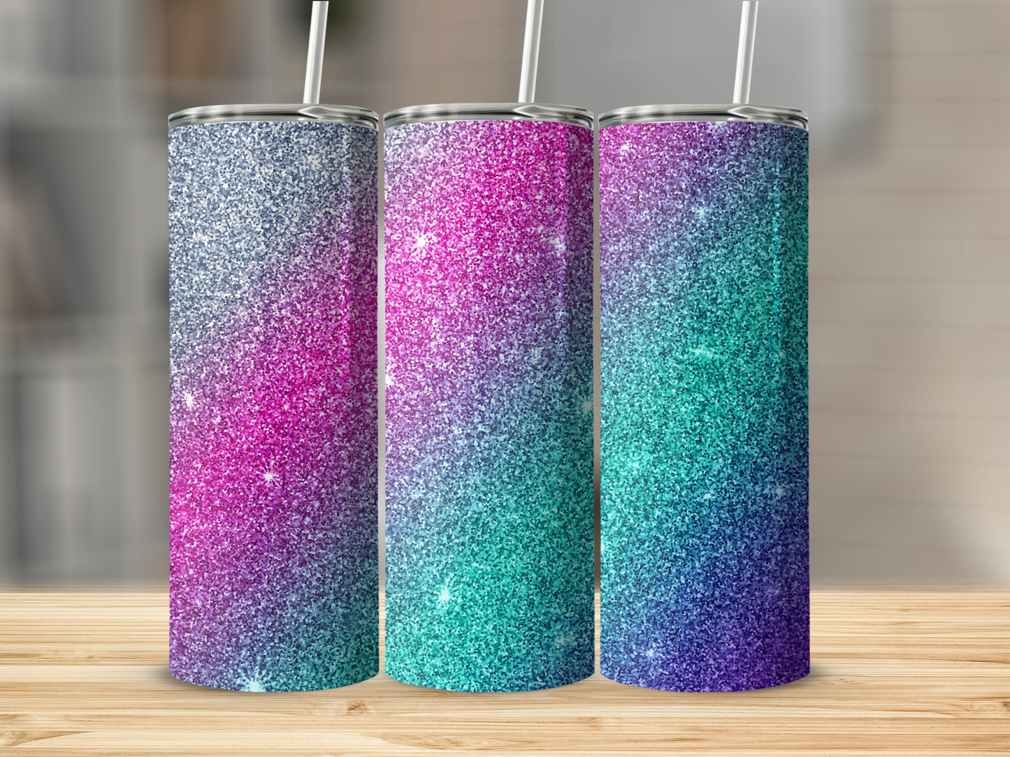Silver Pink Purple Teal Blue Ombre Glitter Gradient Tumbler product type