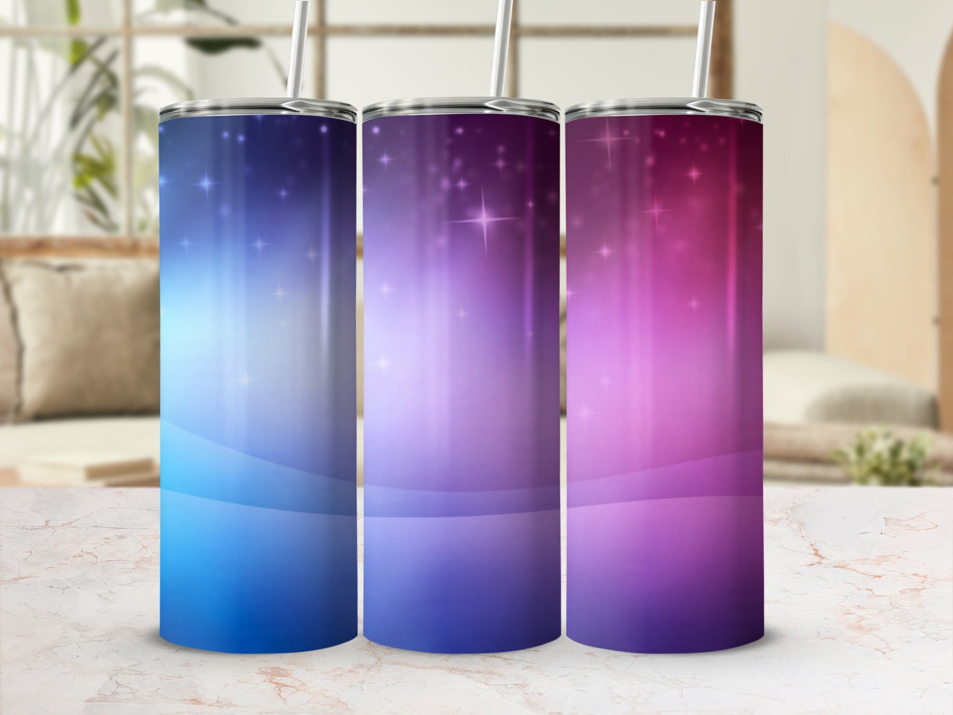 Gradient Starry Sky Design Tumbler Cup