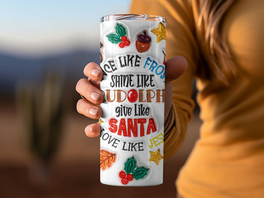 Christmas Inspired Tumbler Cup with Festive Quotes