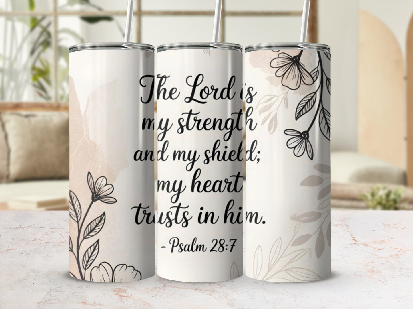 The Lord Is My Strength and Shield Tumbler Design