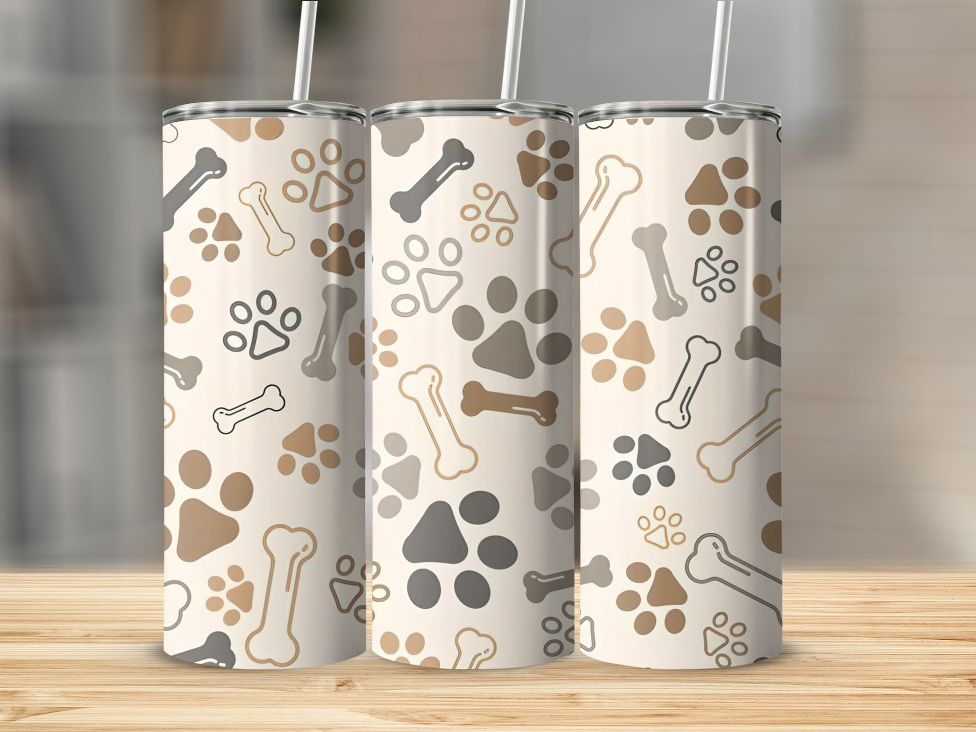 Cute Paw and Bone Pattern Insulated Tumbler Product
