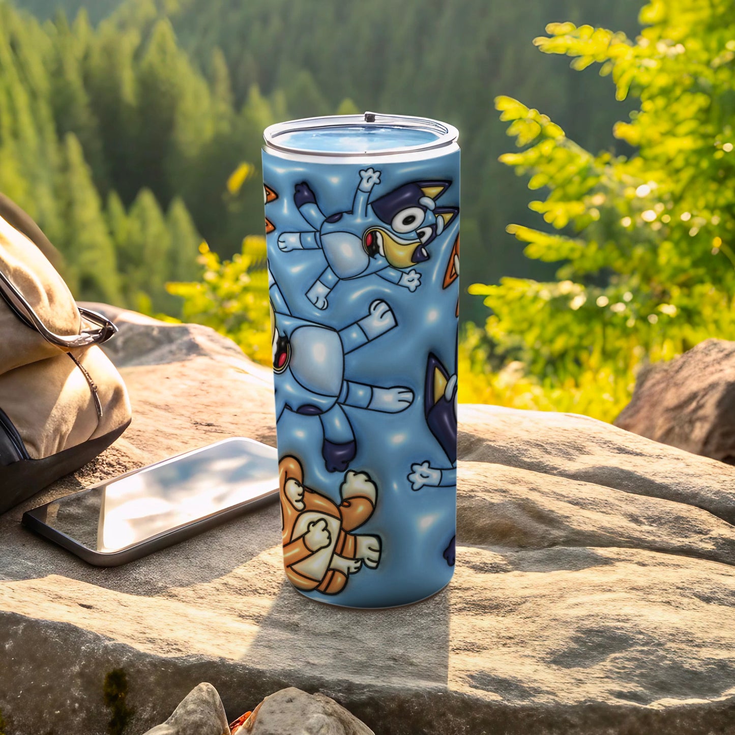 Cartoon Character Patterned Travel Tumbler with Lid