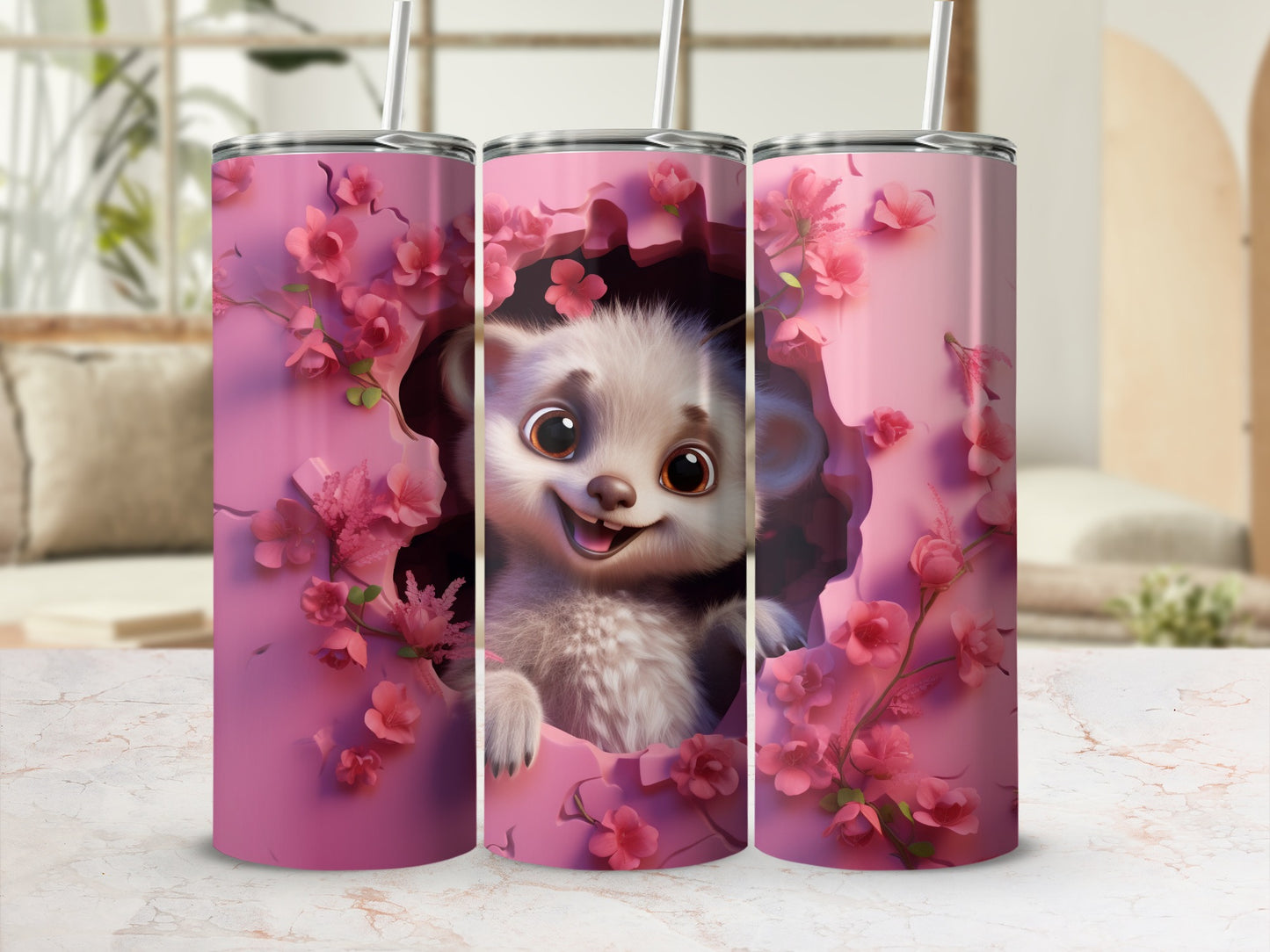 Adorable Fluffy Creature Pink Cherry Blossom Tumbler product type