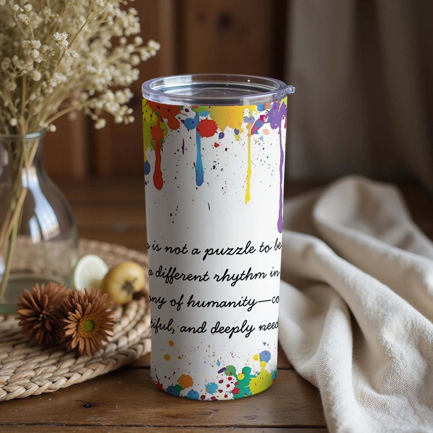 Inspirational Colorful Splatter Travel Mug Tumbler