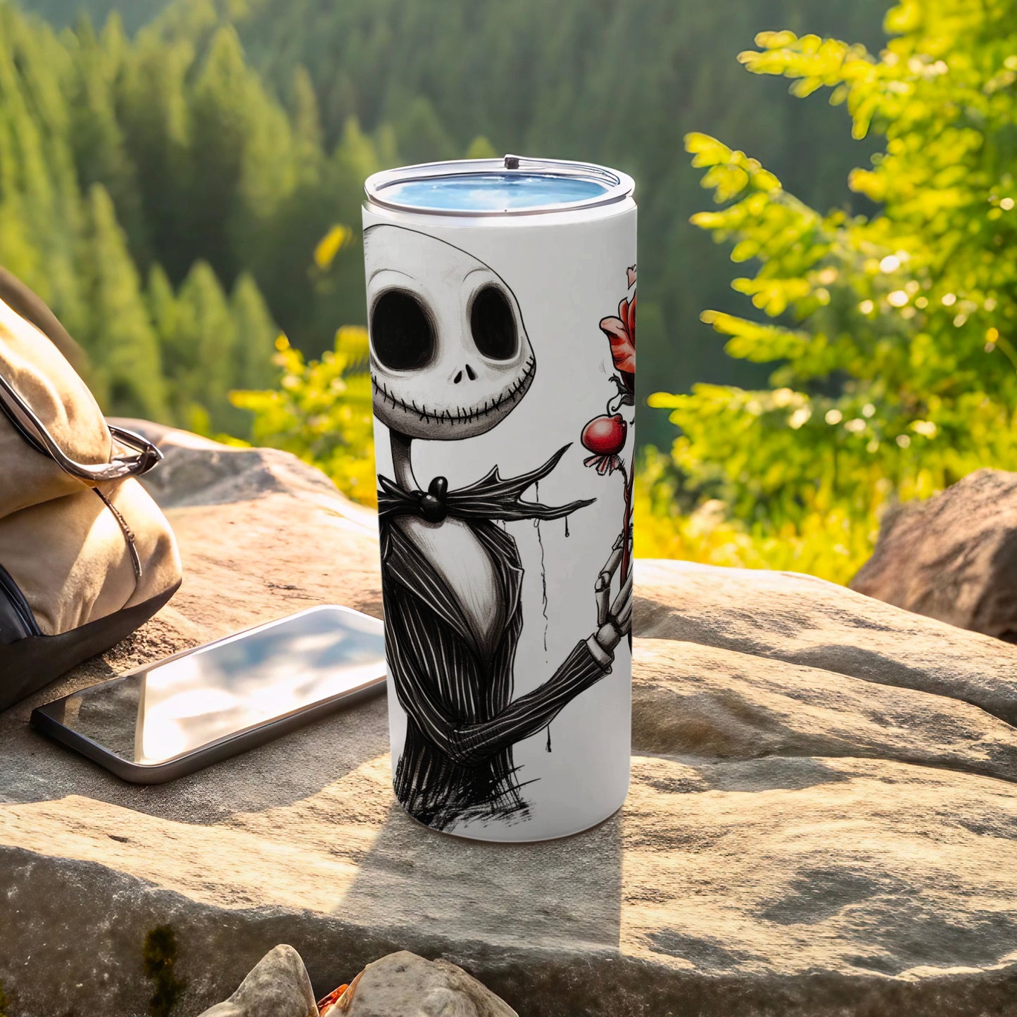 Skeleton Character with Rose Design Insulated Tumbler