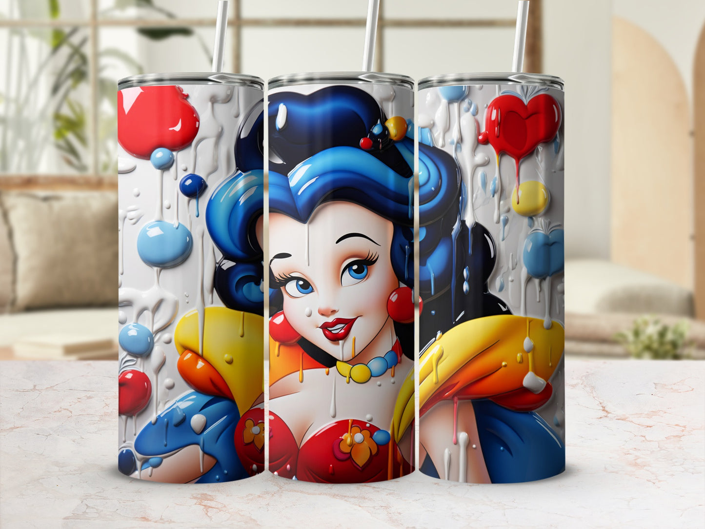 Vibrant Princess Design Insulated Tumbler Cup for Drinks