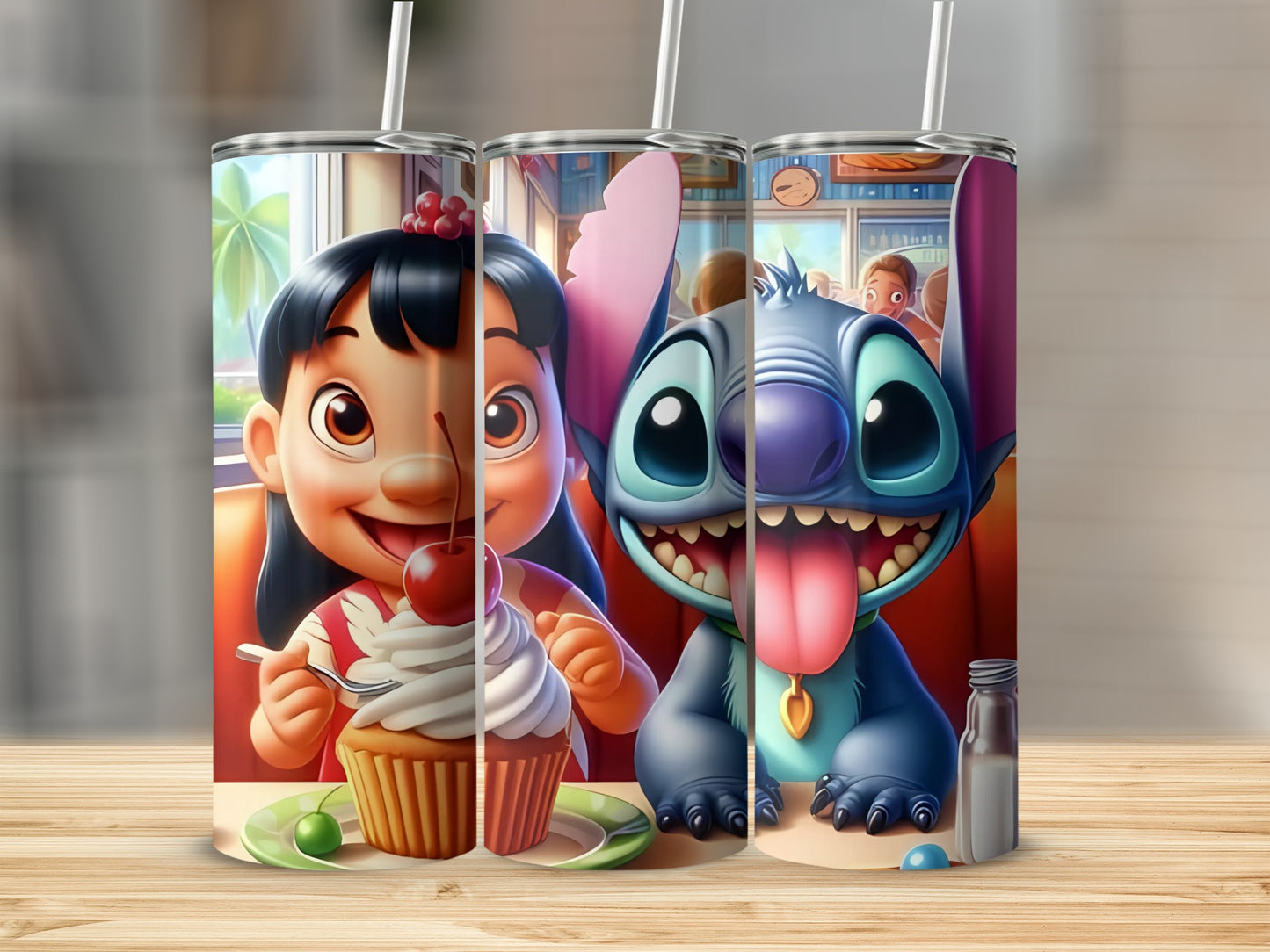 Cute Character Tumbler Featuring Lilo and Stitch Design