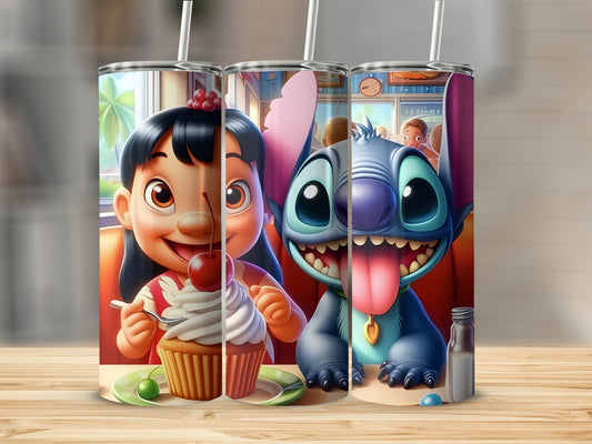 Cute Character Tumbler Featuring Lilo and Stitch Design