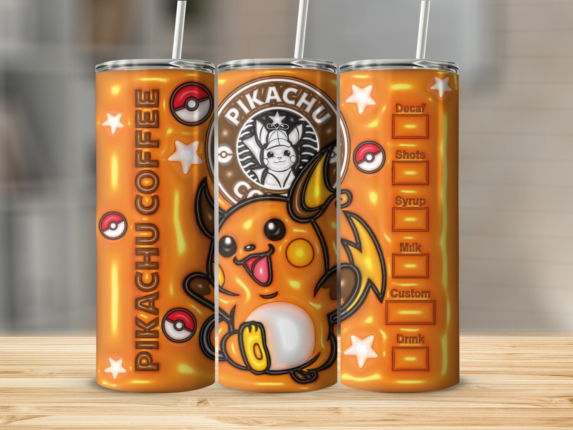 Pikachu Coffee Customizable Tumbler 20 oz Cup Drinkware