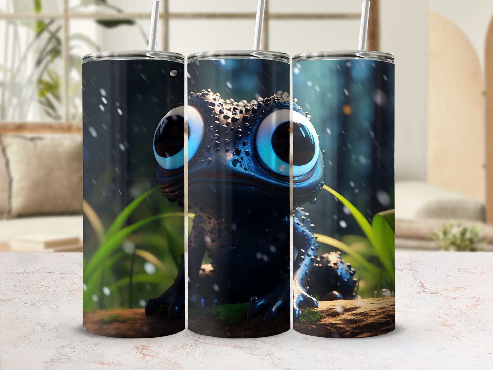 Dark creature blue eyes forest rain art product type