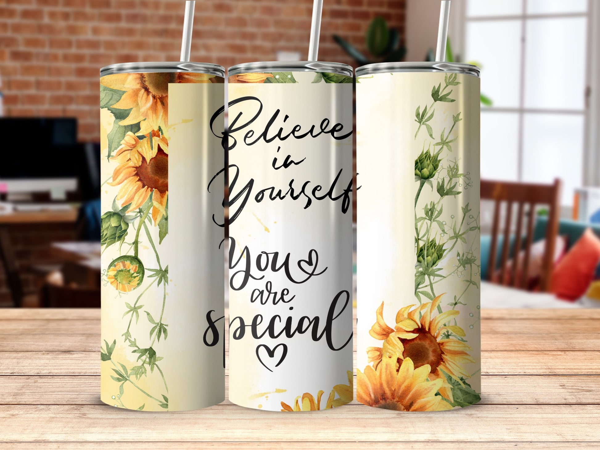 Believe in Yourself You Are Special Sunflower Tumbler