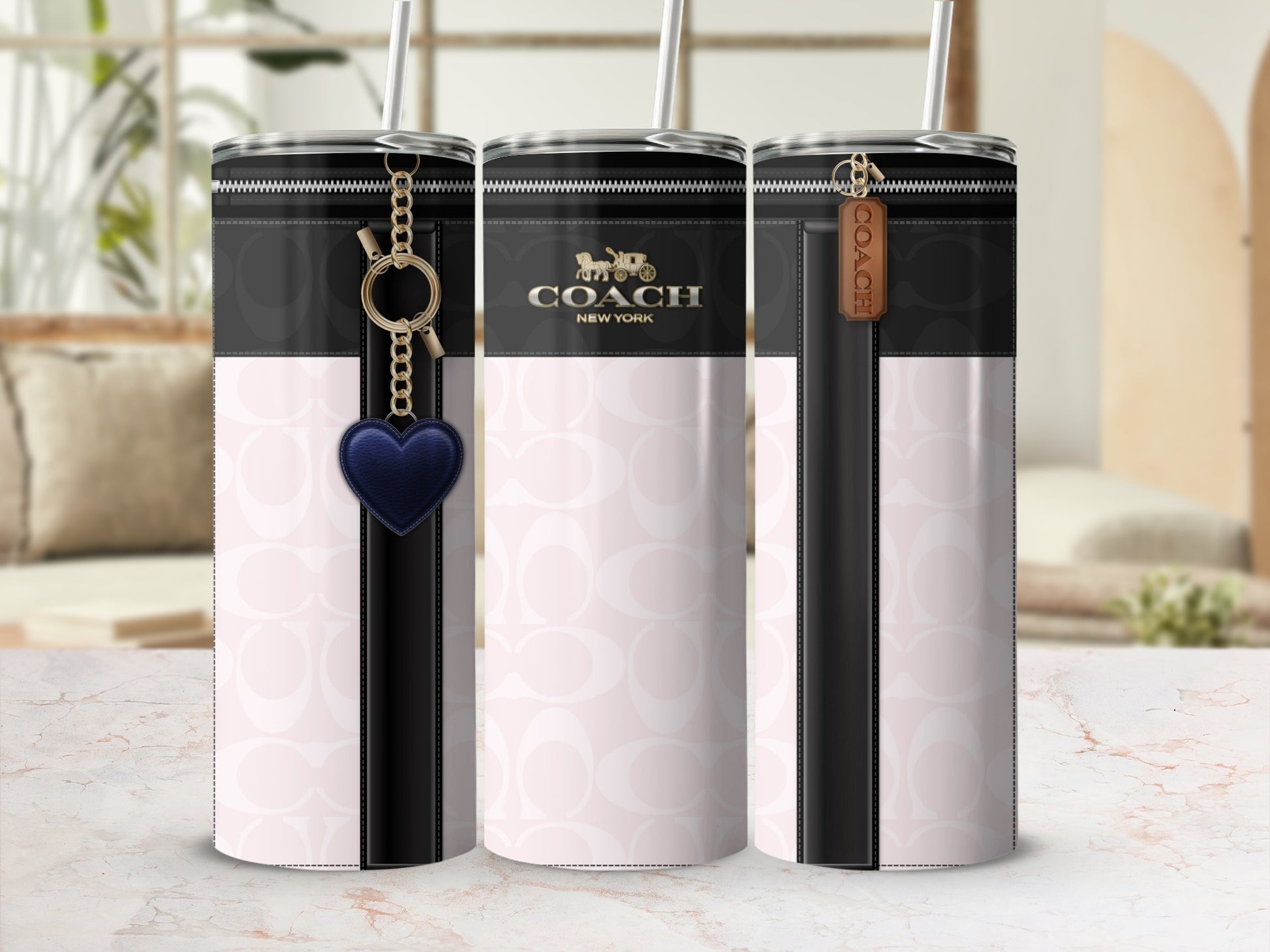 Coach New York Branded Tumblers with Heart Charm