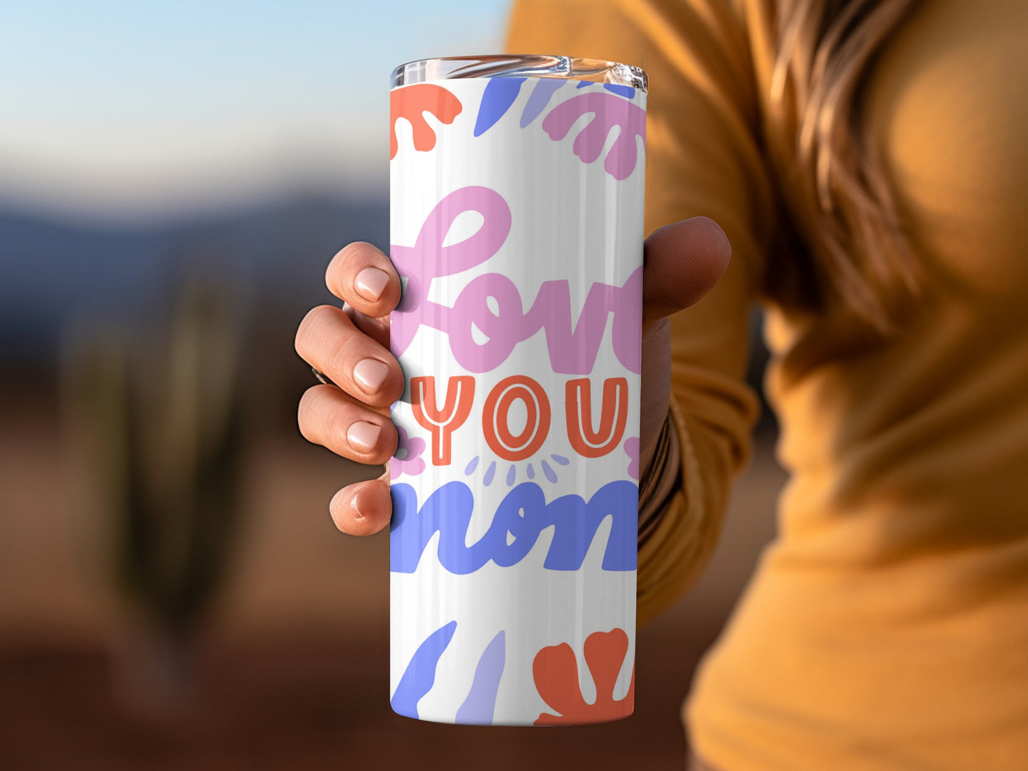 Love You Mom Colorful Typography Design Tumbler