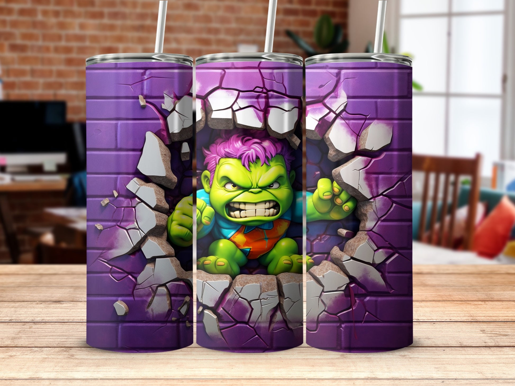 Colorful Cartoon Monster Design on Tumbler Product