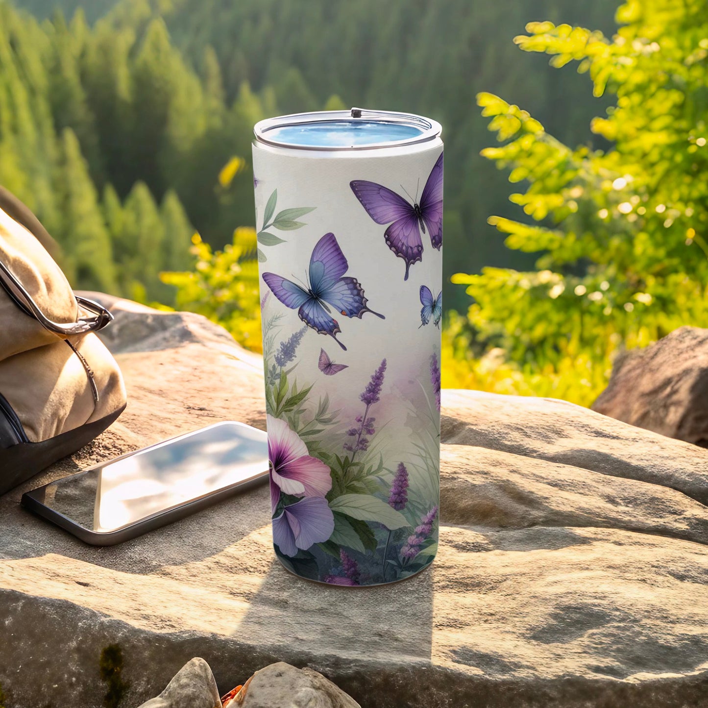Graceful Purple Butterflies Botanical Garden Tumbler product type
