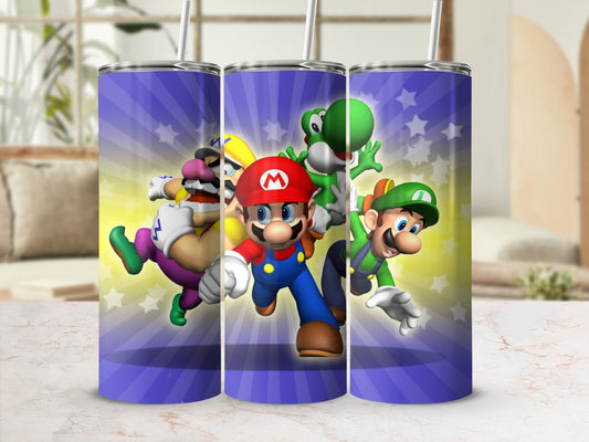 Vibrant Mario Character Tumbler With Sturdy Straw
