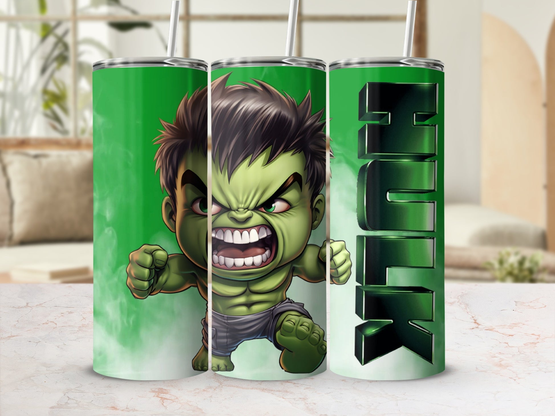 Green Hulk Character Design Tumbler Cup