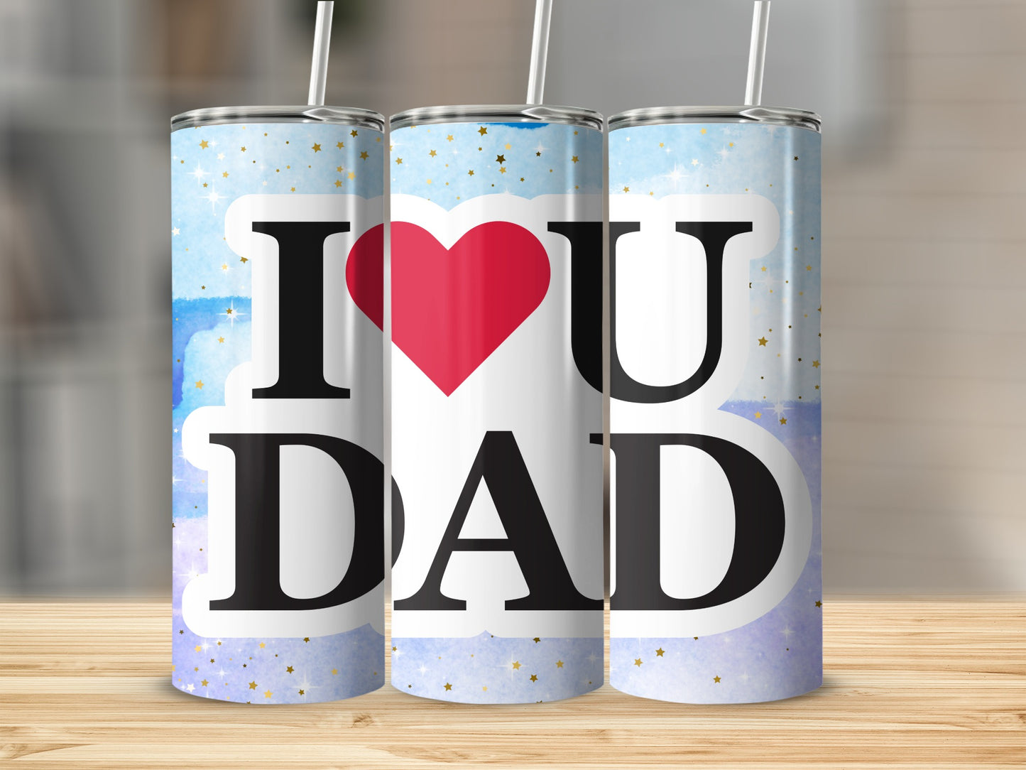I Love You Dad Design Tumbler With Star Accents