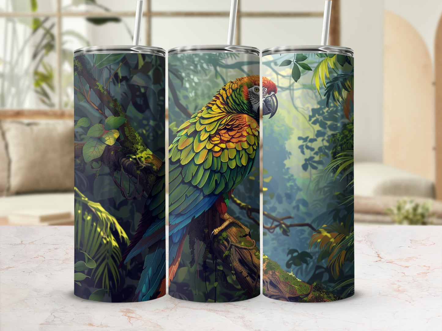 Vibrant Jungle Parrot Tropical Birds Tumbler product type
Parrot
Jungle
Tropical
Macaw
Bird
Nature
Wildlife
Rainforest
Vibrant
Green
Colorful
Tumbler
Drinkware
Insulated
Travel
Animal
Foliage
Branches
Exotic
Outdoors