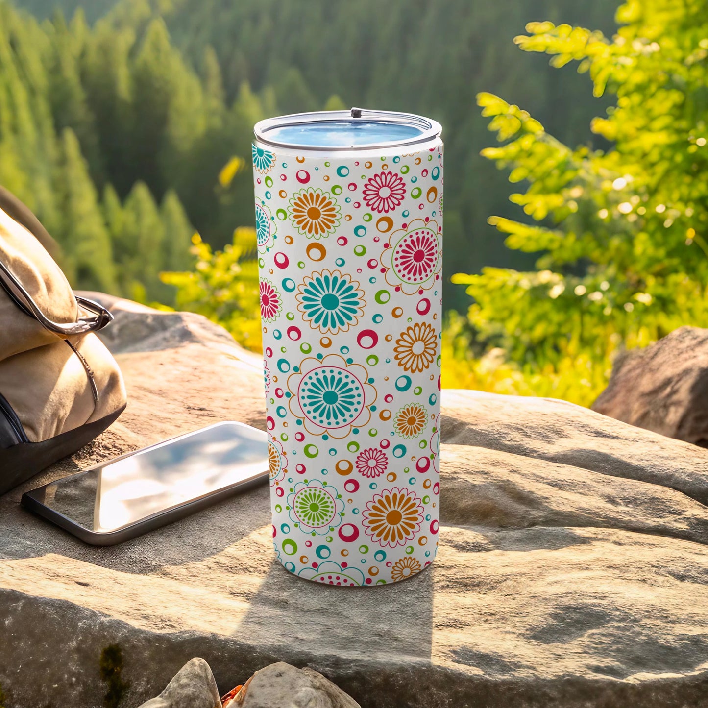 Floral Patterned Insulated Travel Tumbler for Outdoors