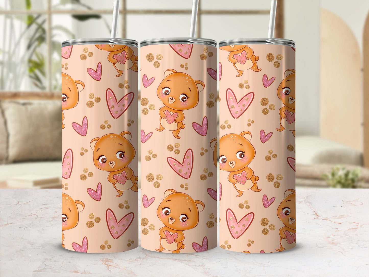 Cute Bear and Heart Pattern for Valentines Day