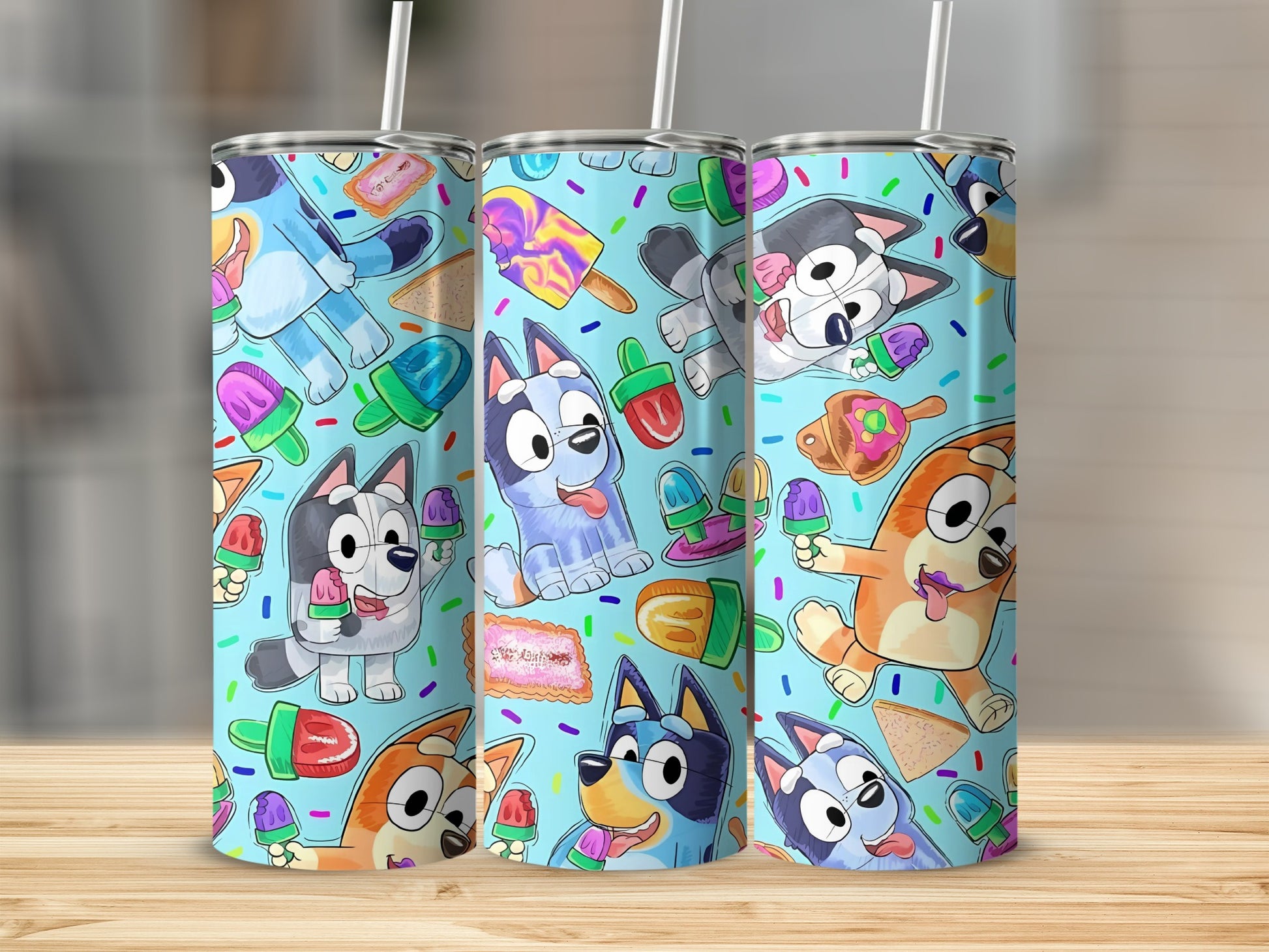 Colorful Canine and Popsicle Design Tumbler