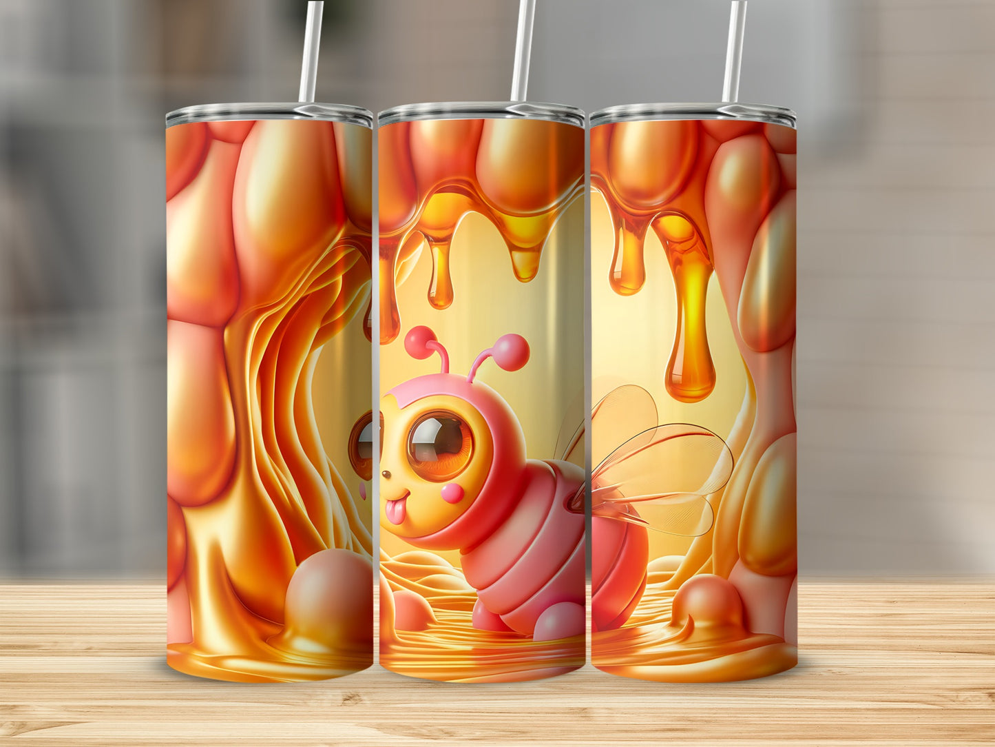 Cute Honey Bee and Honeycomb Scene Tumbler