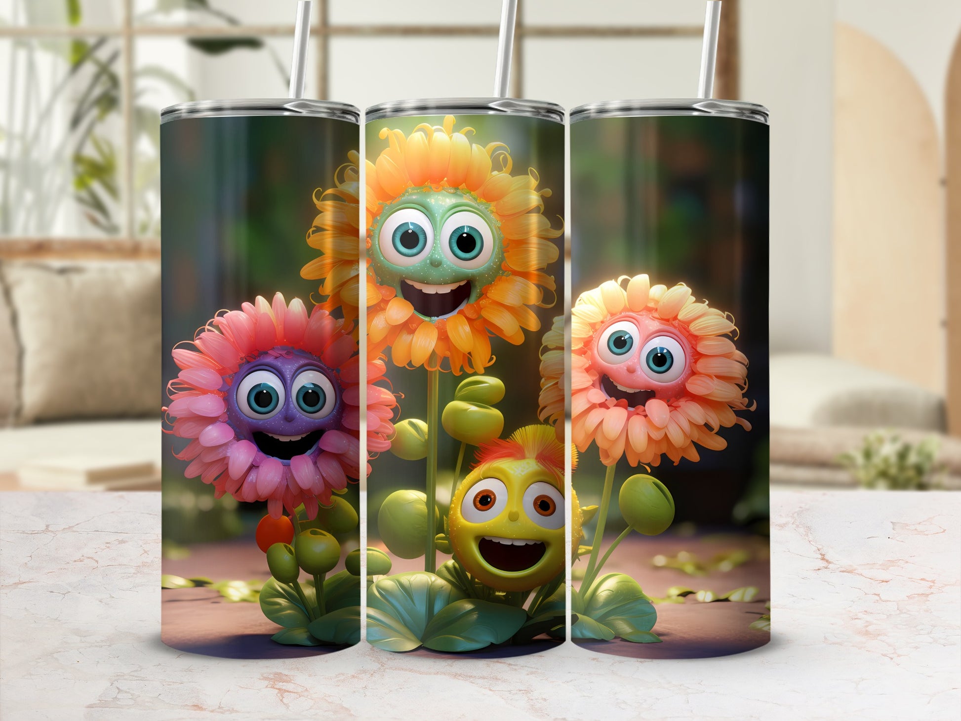 Joyful Animated Floral Creatures Vibrant Happy Flowers product type