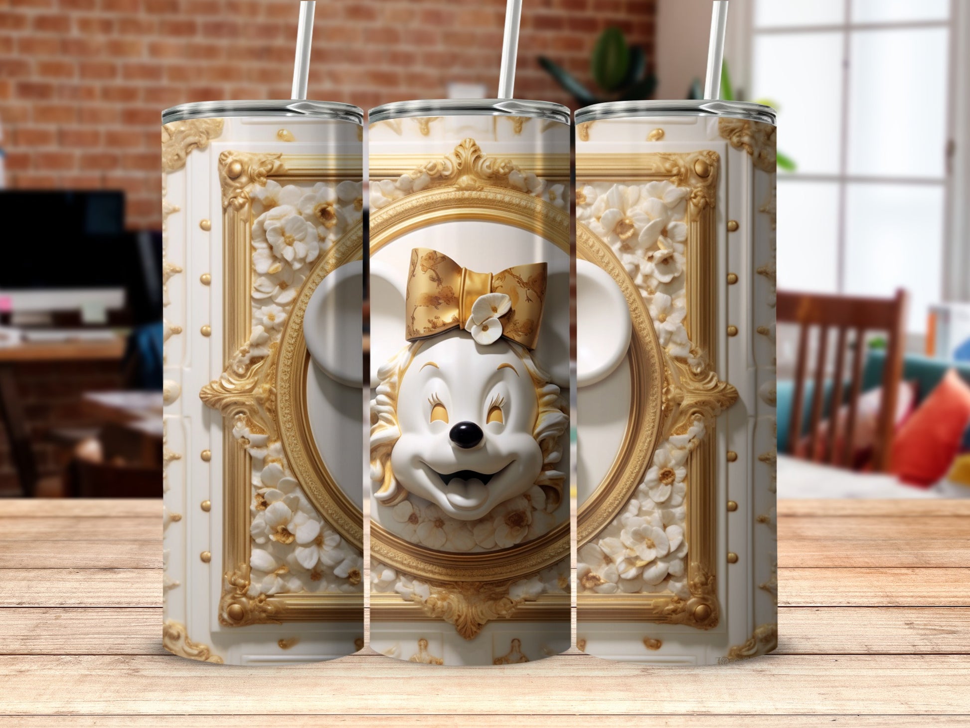 Mickey Mouse Inspired Golden Frame Tumbler Design