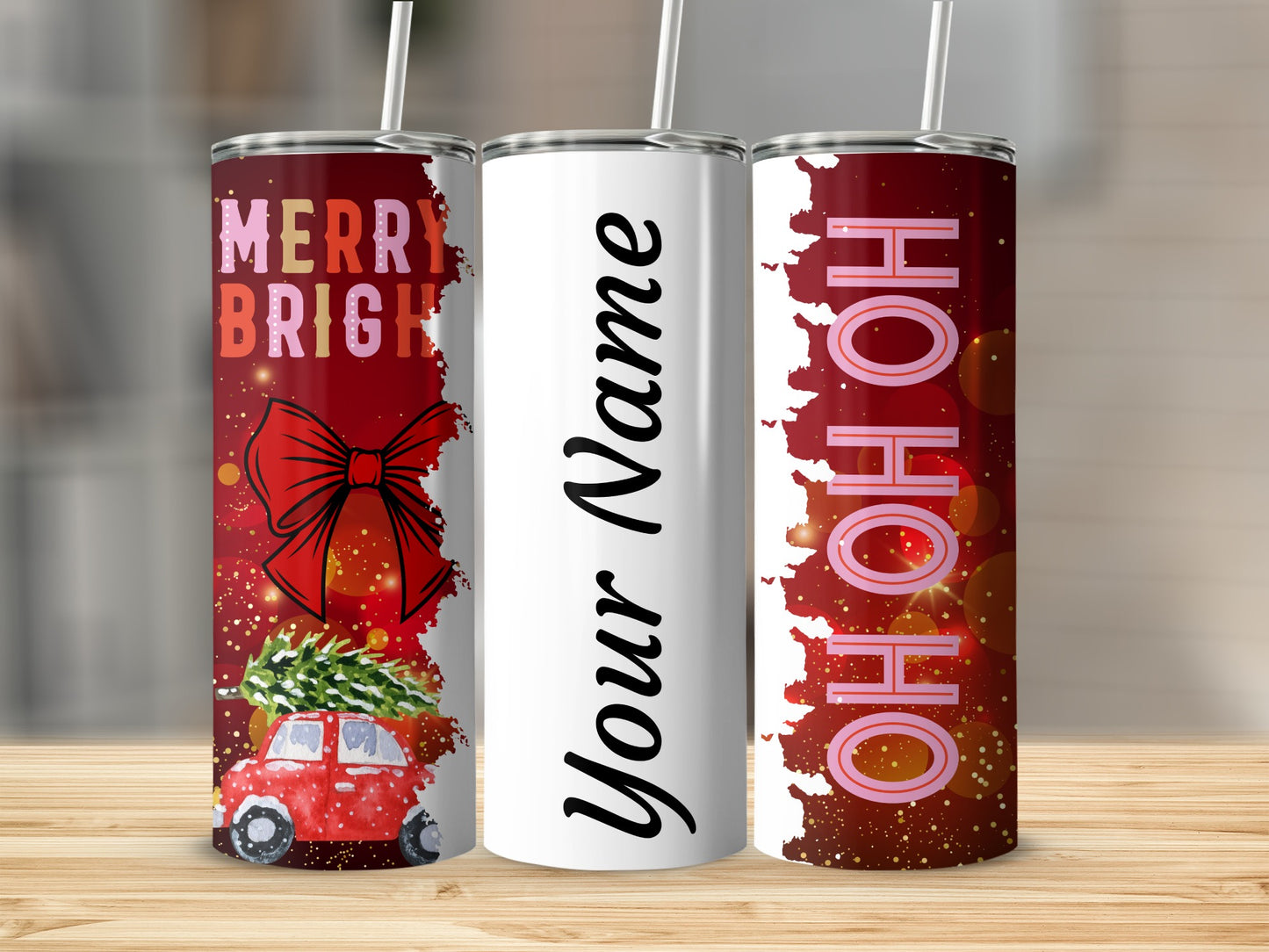 Merry Bright HO HO HO Personalized Tumbler Cup