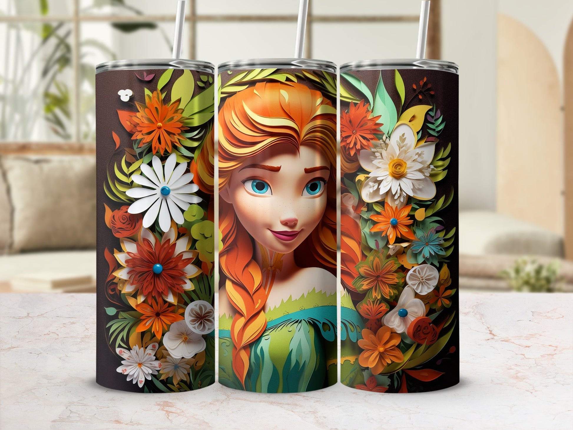 Enchanting Floral Princess Design Tumbler Collection