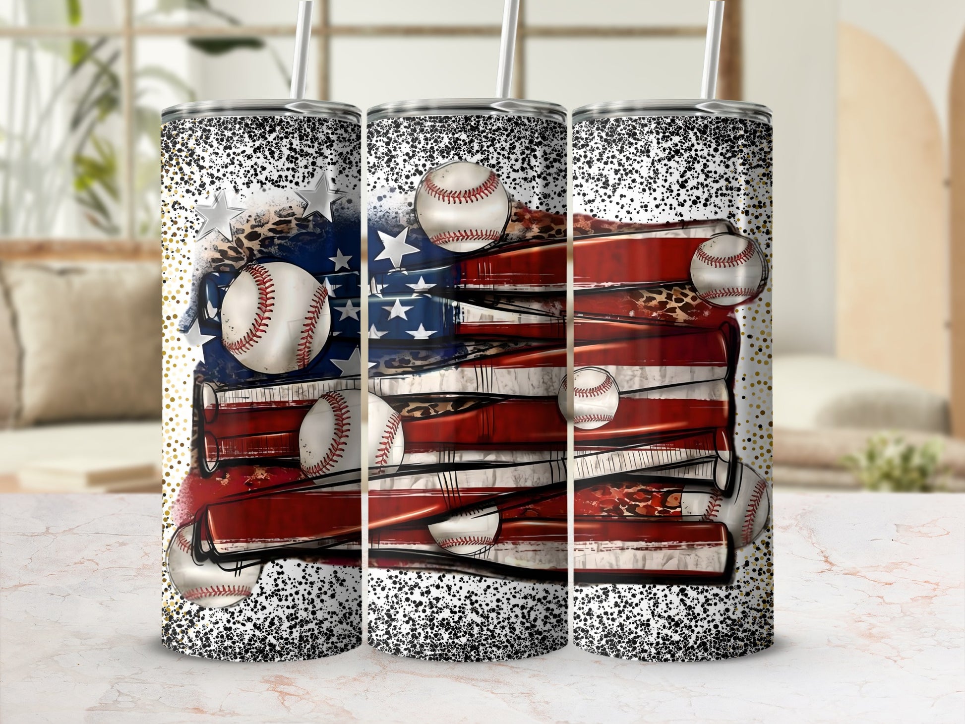 Patriotic Baseball Themed Tumblers for Sports Fans