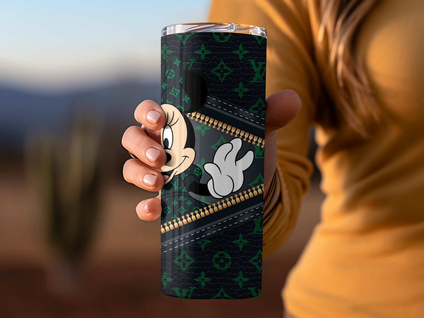 Cartoon Character Green and Black Pattern Tumbler