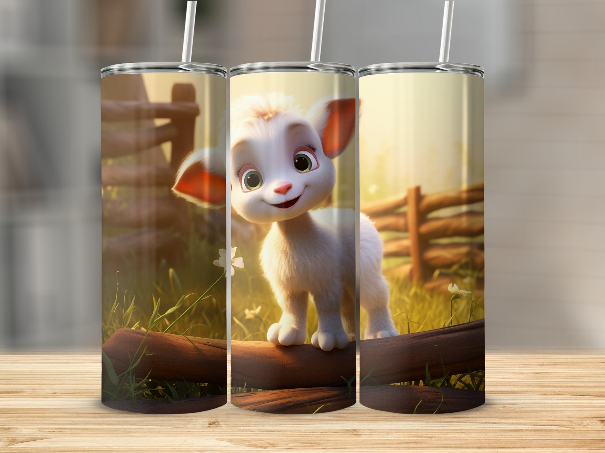 Cute Baby Goat Design Insulated Tumbler